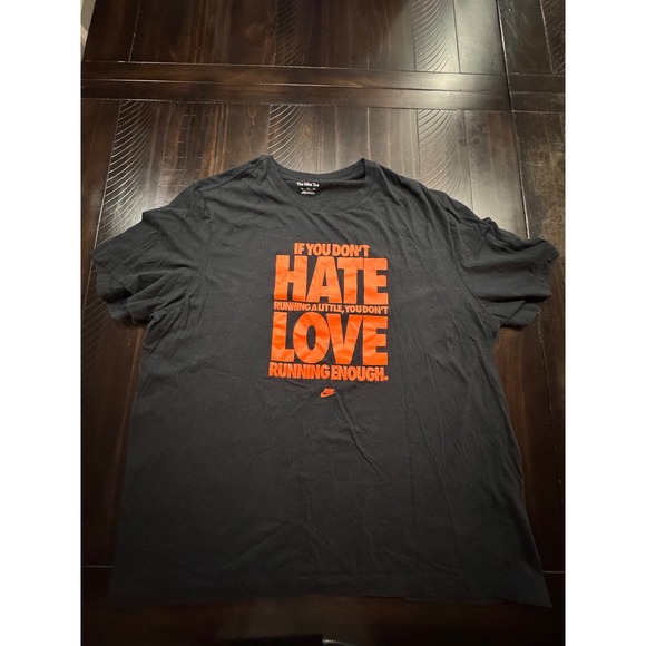 Nike Other - Nike Mens XL Black Orange Running Graphic T-Shirt Motivational Quote Tee
